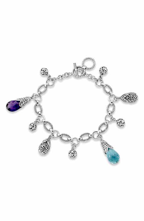 SAMUEL B. Sterling Silver Semiprecious Stone Charm Toggle Bracelet