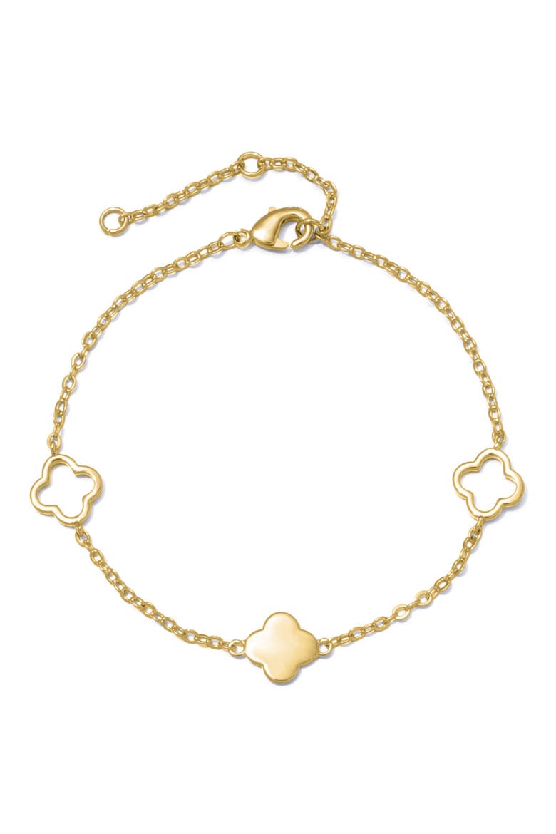 3-Piece Clover Necklace & Bracelet Set, Alternate, color, GOLD