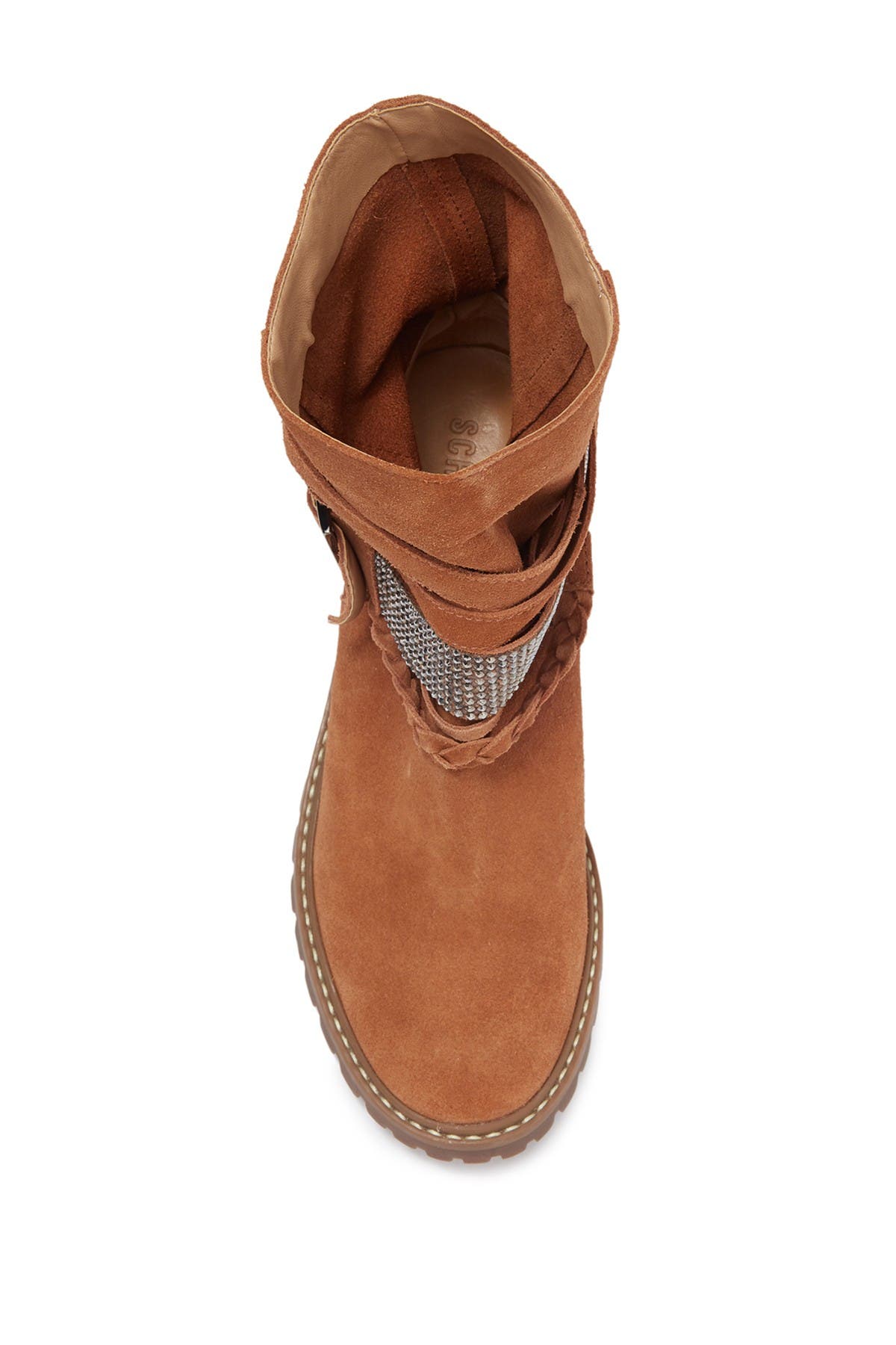 Schutz Kiara Suede Strappy Buckle Boot, Alternate, color, 