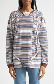 Paolina Russo Sport Floral Stripe Raglan Sleeve T-Shirt