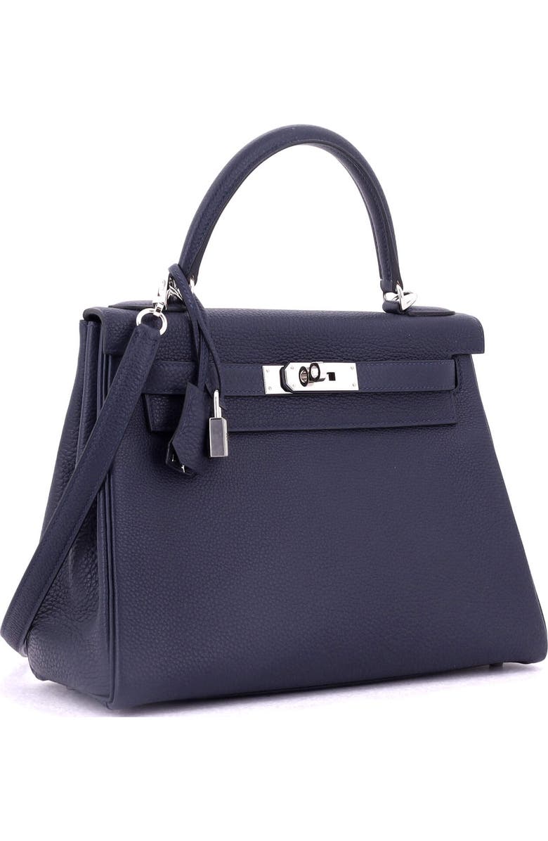 Pre-Owned Hermes Kelly Handbag Blue Togo with Palladium Hardware 28, Alternate, color, Bleu Nuit