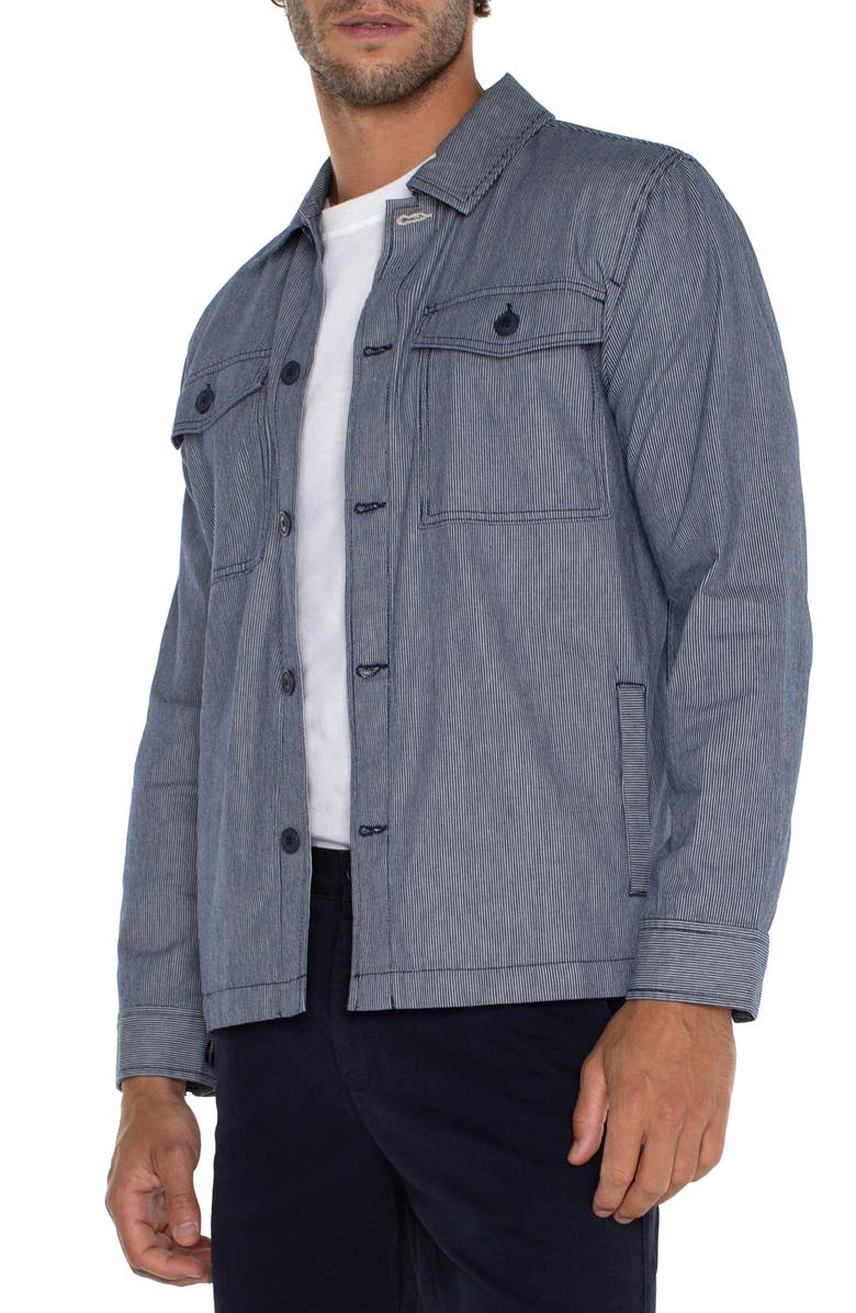 Liverpool Los Angeles Microstripe Flap Pocket Overshirt, Alternate, color,