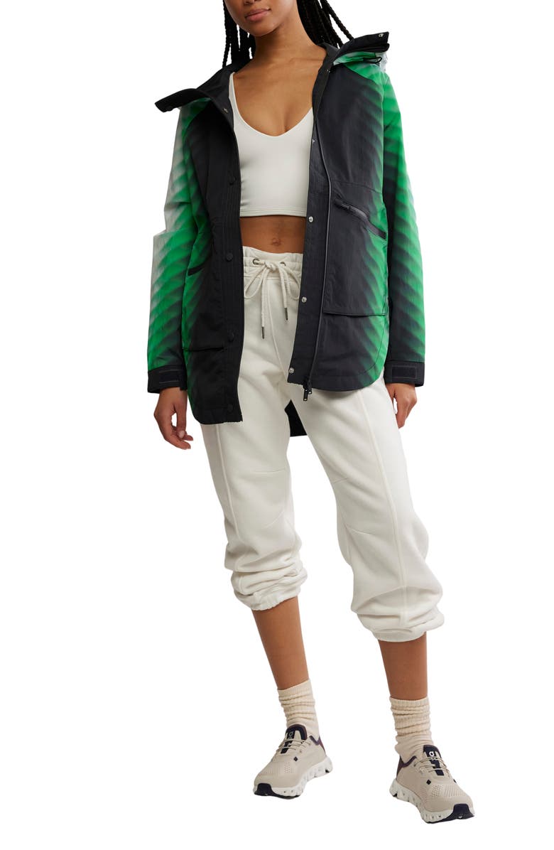 Free People Print Waterproof Rain Jacket, Alternate, color, 