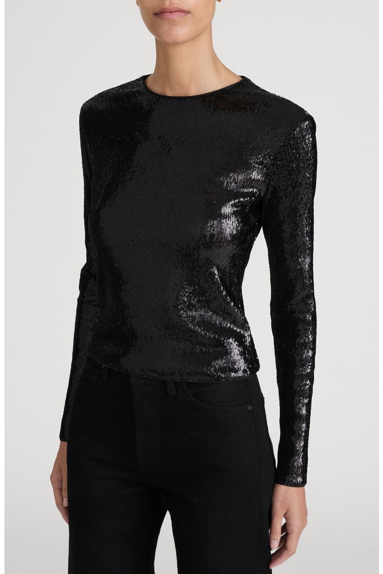 The Micro Sequined Top, Alternate, color, BLACK