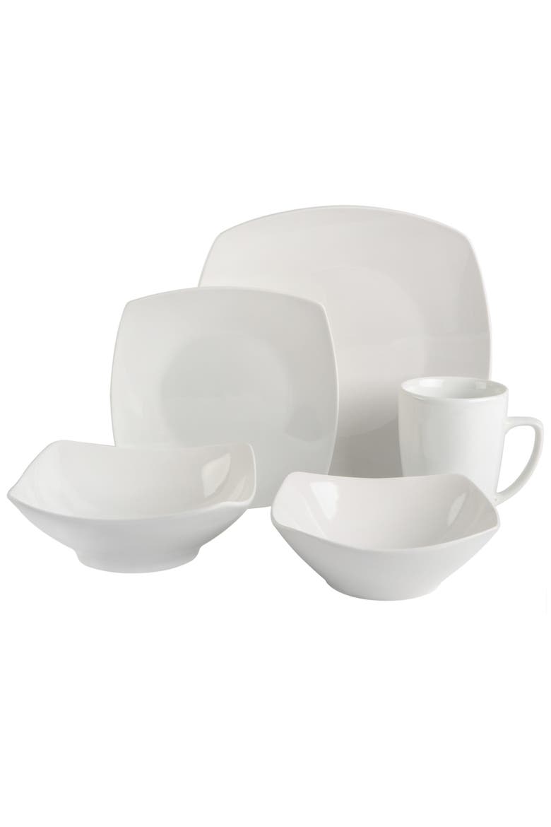 Everyday Square 40-Piece Expanded Dinnerware Set, Alternate, color, White