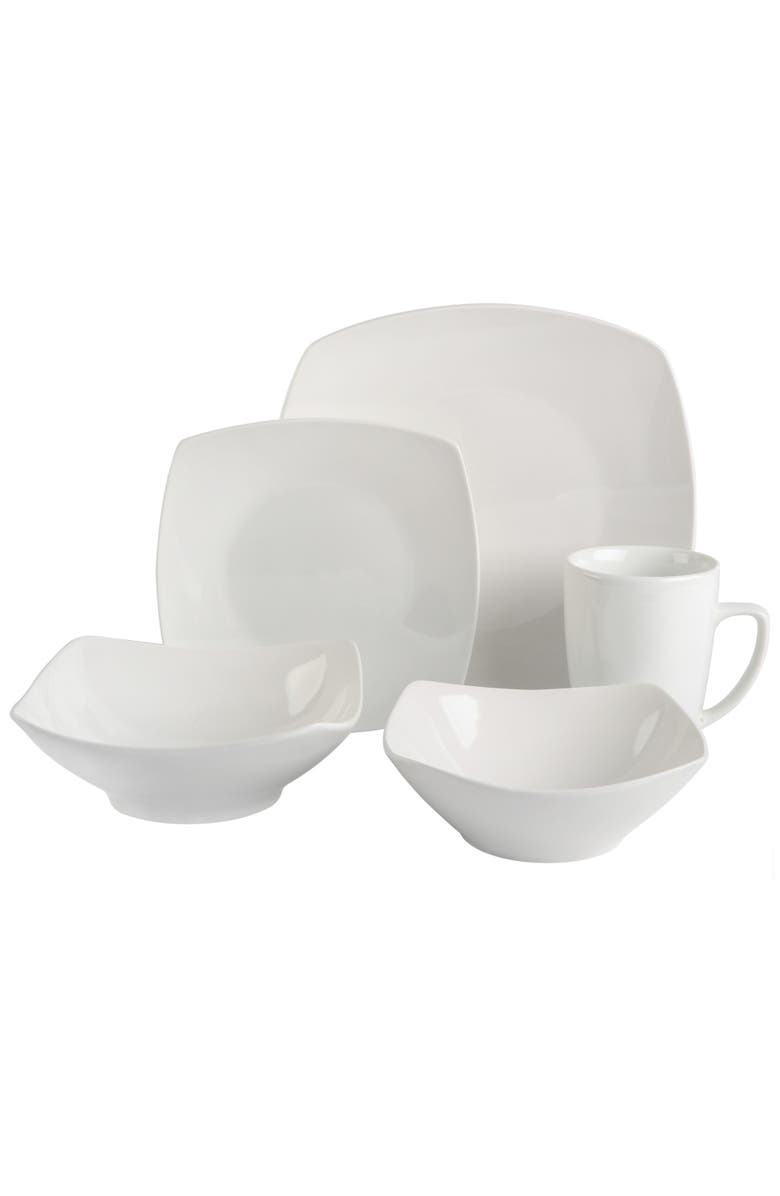 Gibson Home Everyday Square 40-Piece Expanded Dinnerware Set, Alternate, color, White