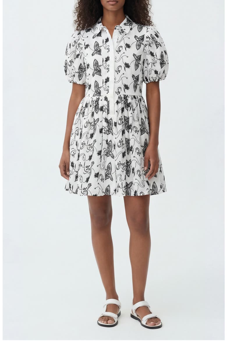 The Sundown Print Puff Sleeve Dress, Main, color, KEEL EYELET BIRD OFF WHITE