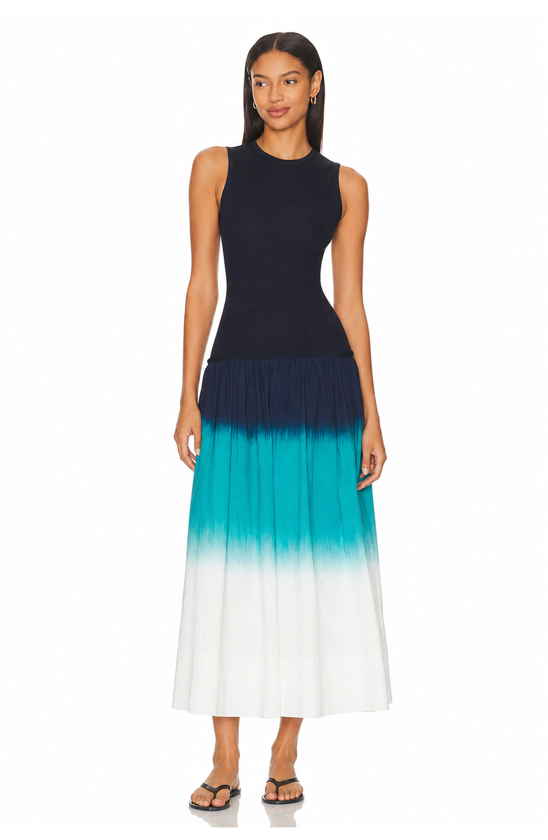 SIMONMILLER Novo Knit Poplin Combo Dress, Alternate, color, Macadamia / Blue Dip Dye