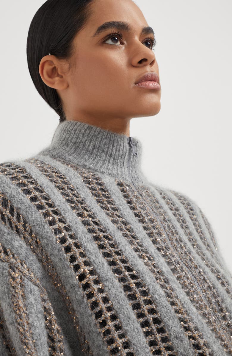 Brunello Cucinelli Dazzling Net cardigan, Alternate, color, 