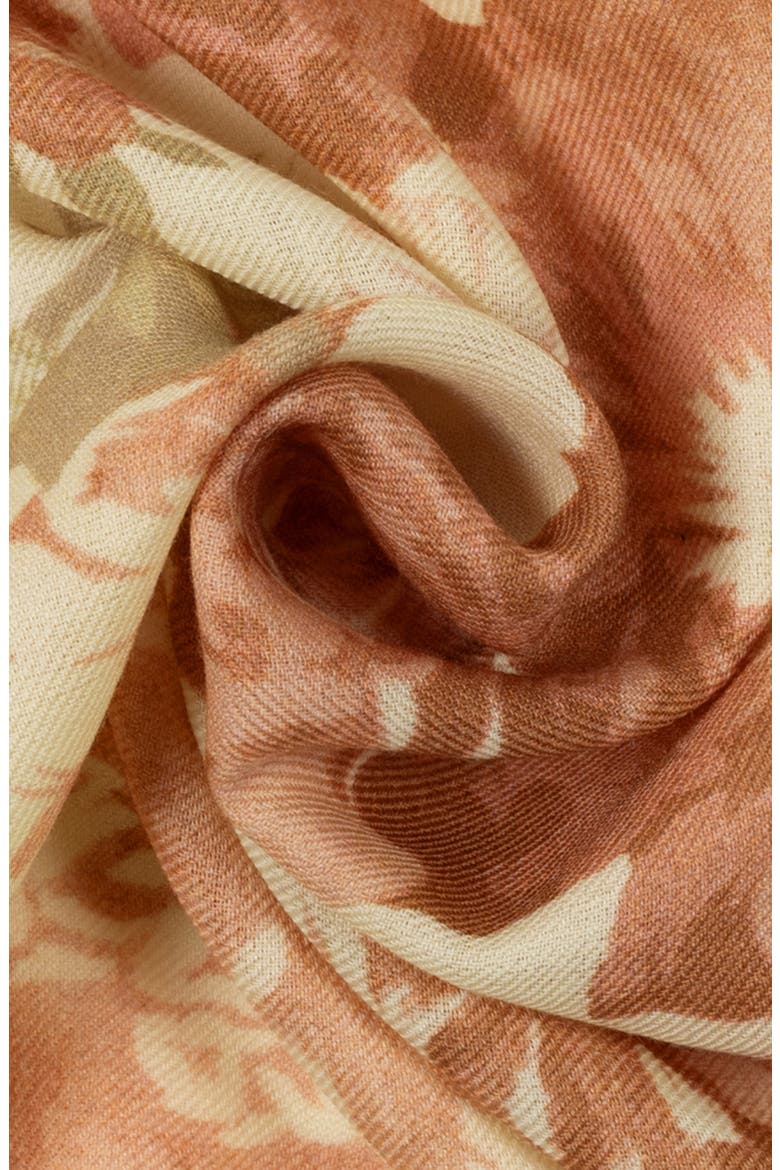 Floral Bouquet Wool Square Scarf, Alternate, color, MASCARPONE CREAM