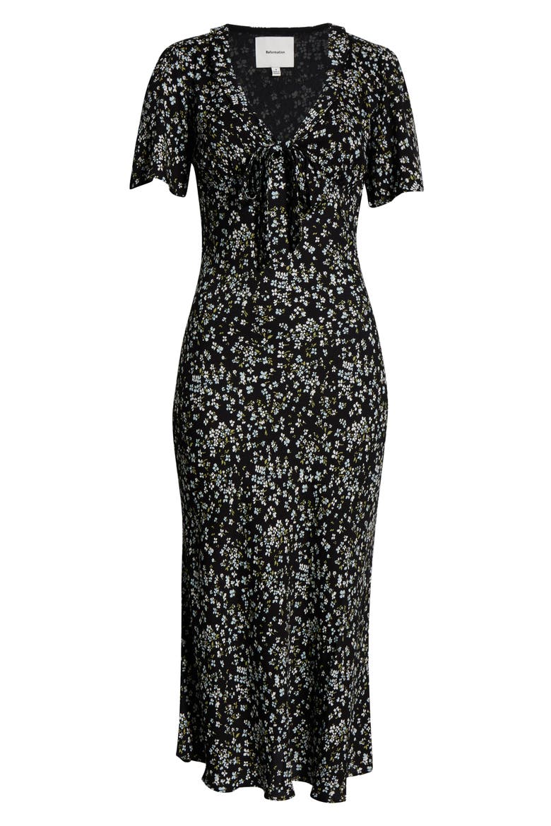 Tyra Floral Short Sleeve Midi Dress, Alternate, color, COLETTE