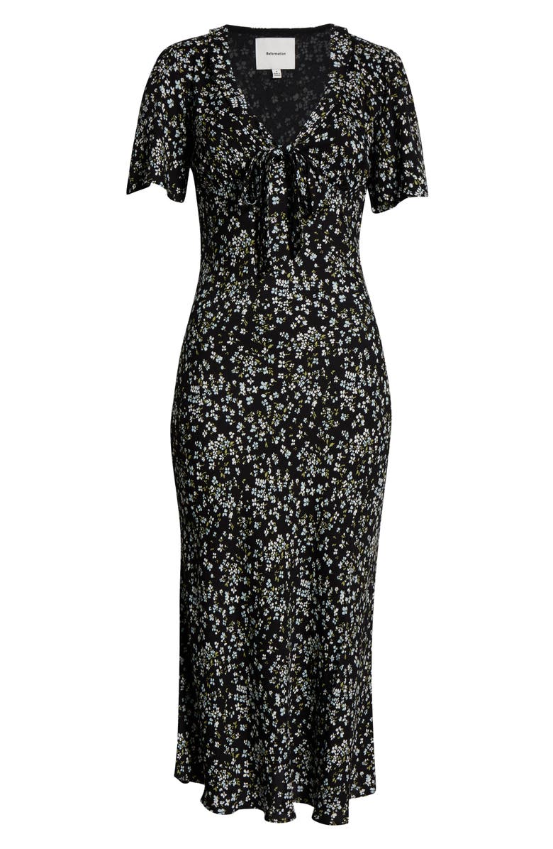 Reformation Tyra Floral Short Sleeve Midi Dress, Alternate, color, Colette