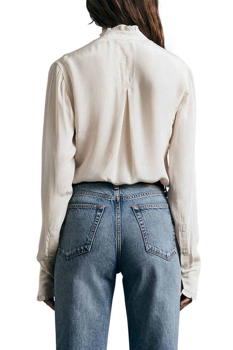 ICONS Jordan Ruffle Long Sleeve Button-Up Shirt, Alternate, color, IVORY