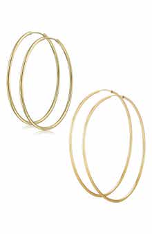 BLING JEWELRY Set of 2 Minimalist Hoop Earrings
