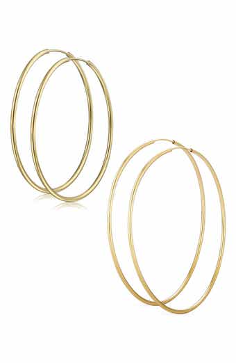 BLING JEWELRY Set of 2 Minimalist Hoop Earrings
