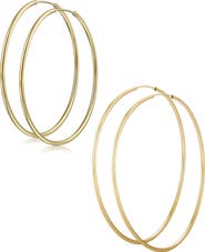 BLING JEWELRY Set of 2 Minimalist Hoop Earrings