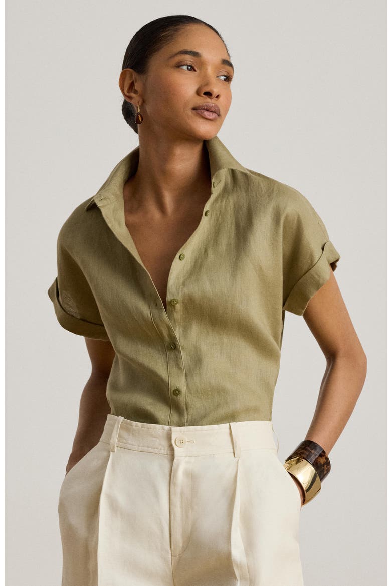 Broono Tissue Linen Button-Up Shirt, Alternate, color, LIGHT AGAVE GREEN