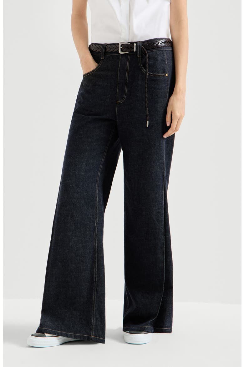 Loose Flared Trousers, Main, color, Dark Denim