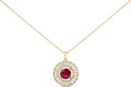 Haus of Brilliance 14K Yellow Gold Plated Sterling Silver Lab Grown Ruby and Diamond Medallion Pendant Necklace