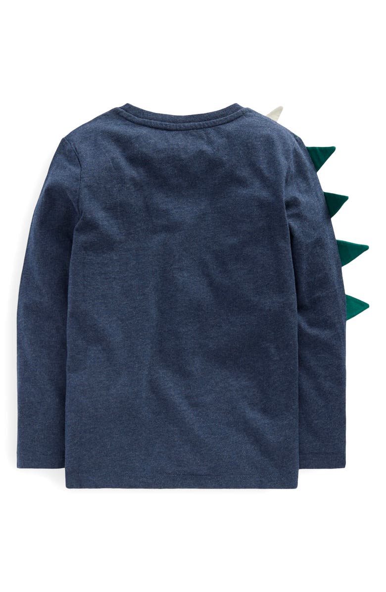 Mini Boden Kids' Dragon Appliqué Long Sleeve Cotton Graphic T-Shirt, Alternate, color, Blue Marl Dragon Fire