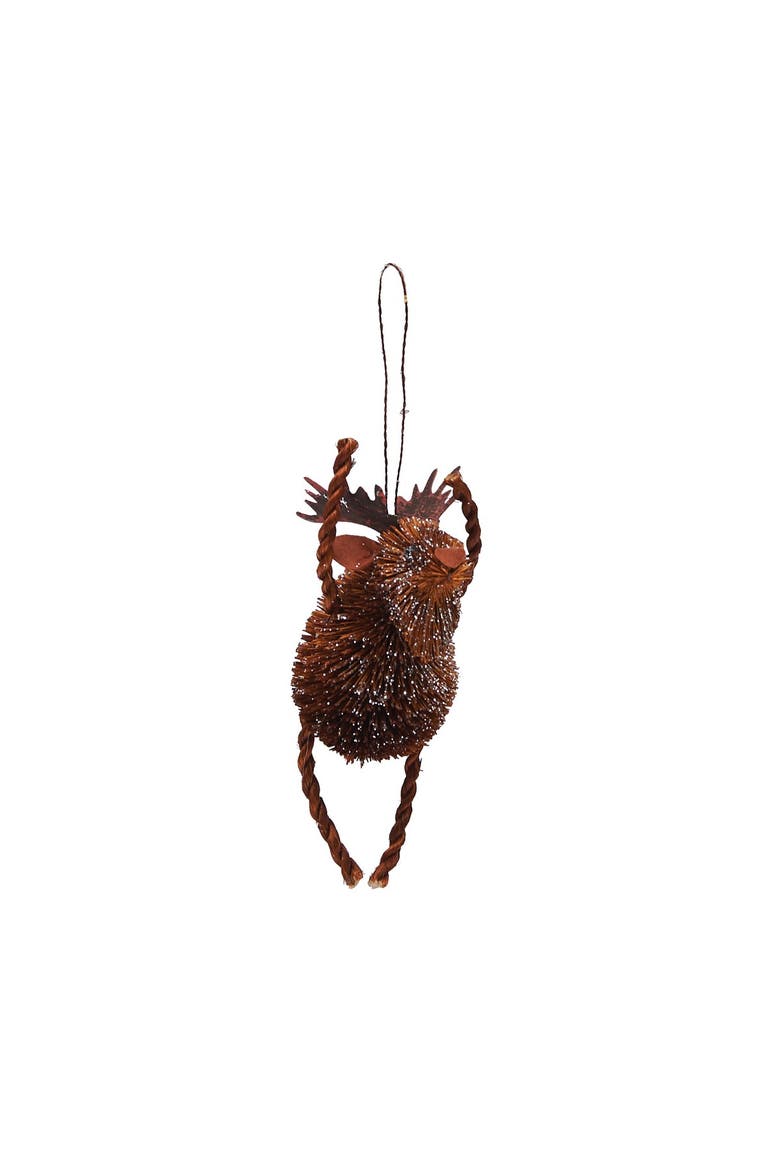Jump For Joy Moose Christmas Tree Ornament, Main, color, Brown