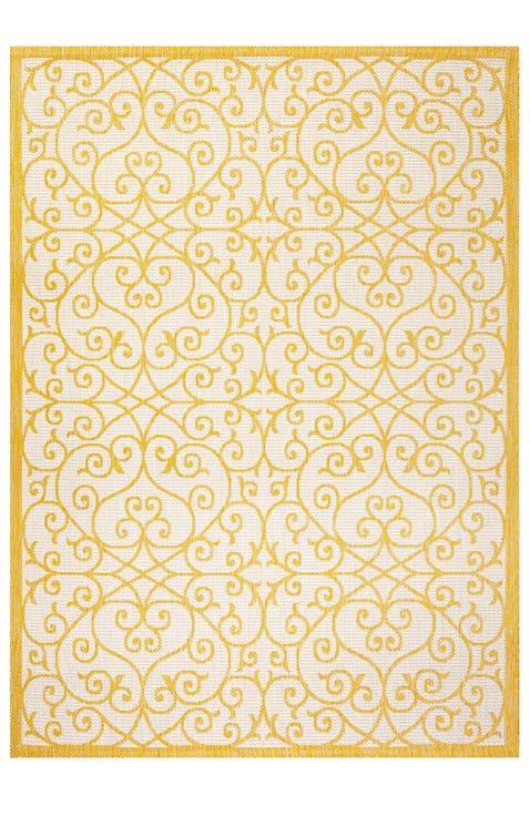 Madrid Vintage Filigree Textured Weave Indoor/Outdoor Area Rug