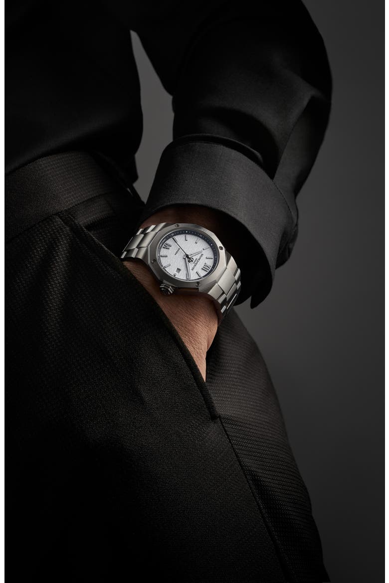 Riviera 10829 Automatic Bracelet Watch, 42mm, Alternate, color, WHITE