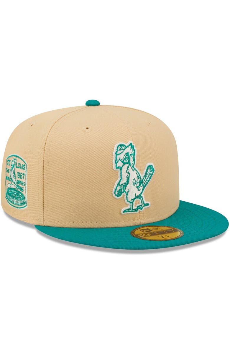 New Era Men's New Era Natural/Teal Mango Forest 59FIFTY fitted hat, Main, color,