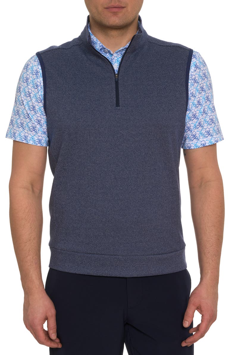Robert Graham Treviso Knit Quarter Zip Vest, Main, color, Navy