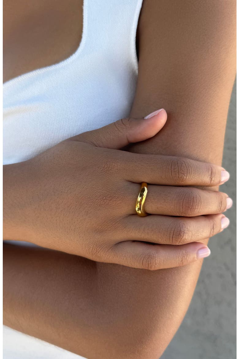 18K Gold Plated Wavy Band Ring, Alternate, color, GOLD