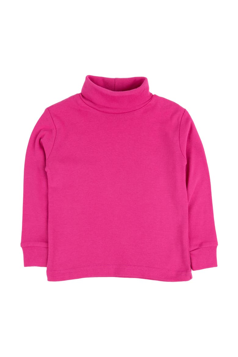 Kids Long Sleeve Cotton Turtleneck Shirt, Alternate, color, Hot Pink