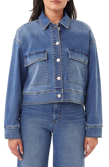 Curve Appeal Saturday Knit Denim Jacket In Blue