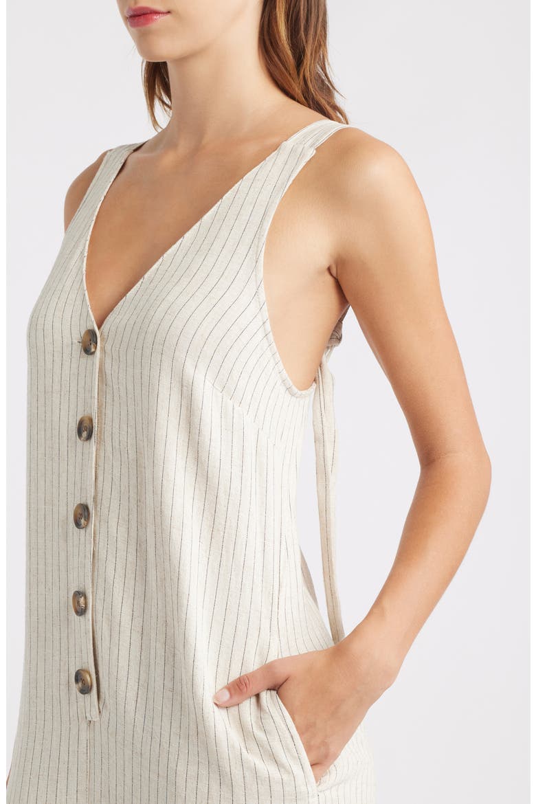 Pinstripe Tie Strap Wide Leg Jumpsuit, Alternate, color, CREAM MULTI