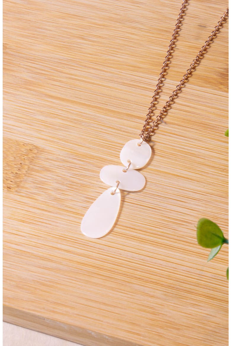 Mother-of-Pearl Round, Oblong & Raindrop Pendant Necklace, Alternate, color, White