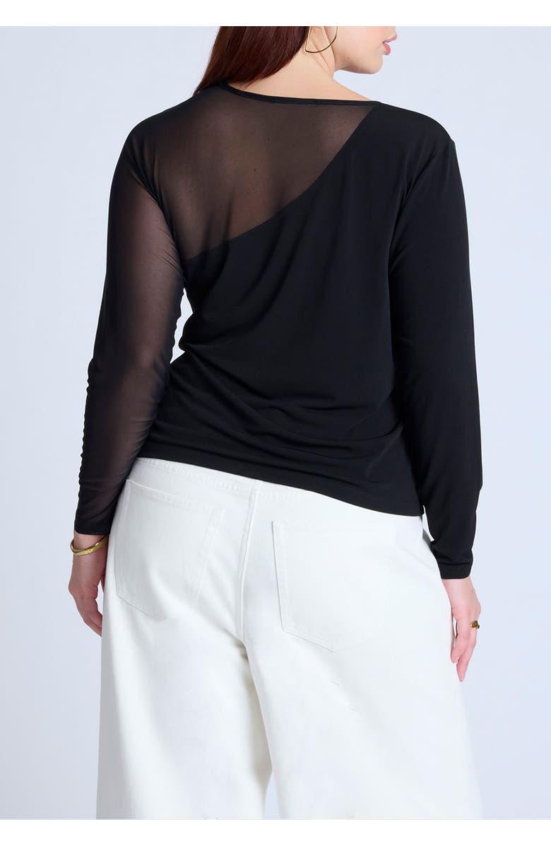 ELOQUII Mesh Combo Long Sleeve Top, Alternate, color, 