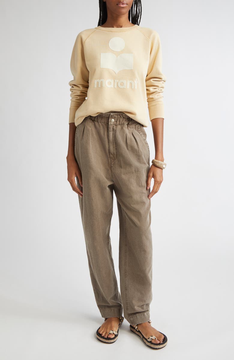 Isabel Marant Étoile Millyny Flocked Logo Fleece Sweatshirt, Alternate, color, Light Ochre