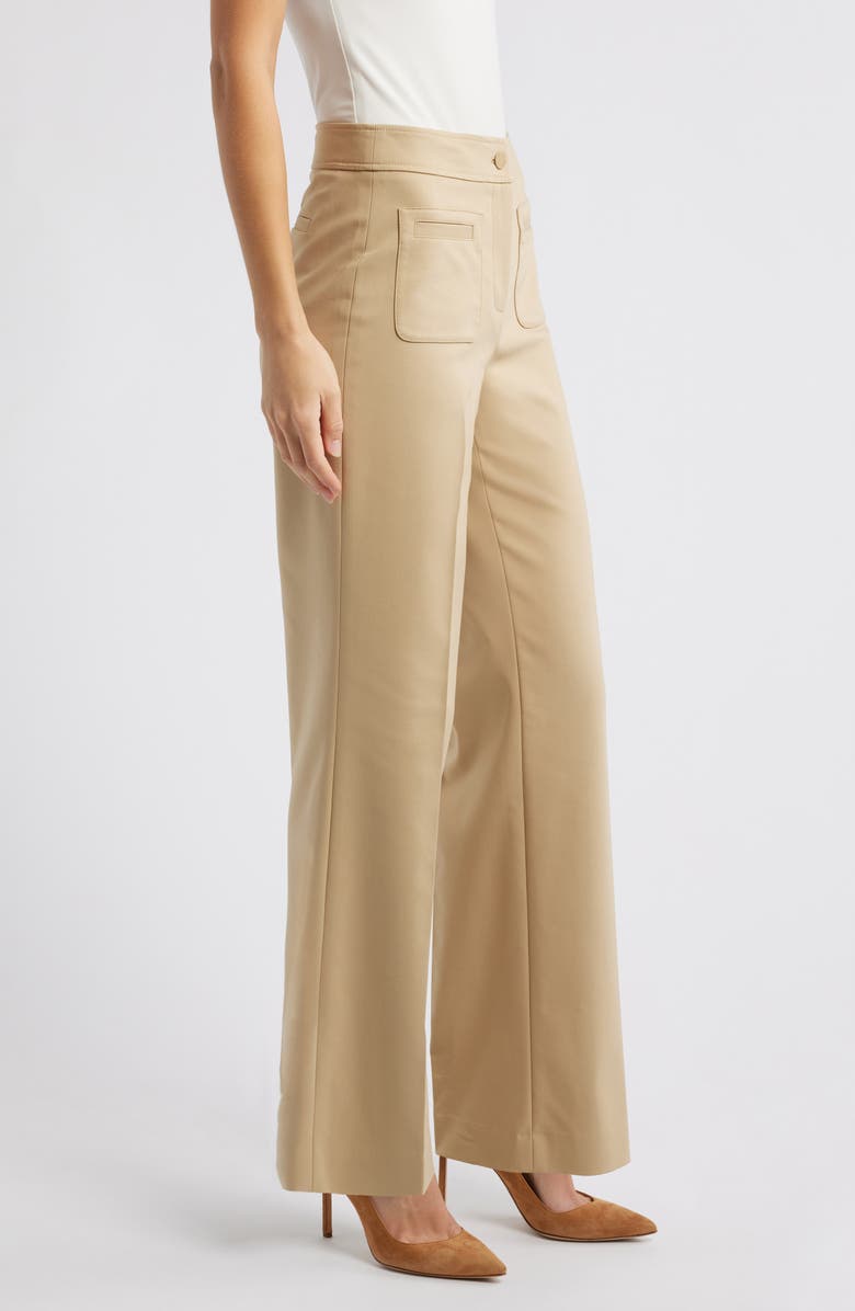 Anne Klein High Waist Patch Pocket Flare Pants, Alternate, color, 