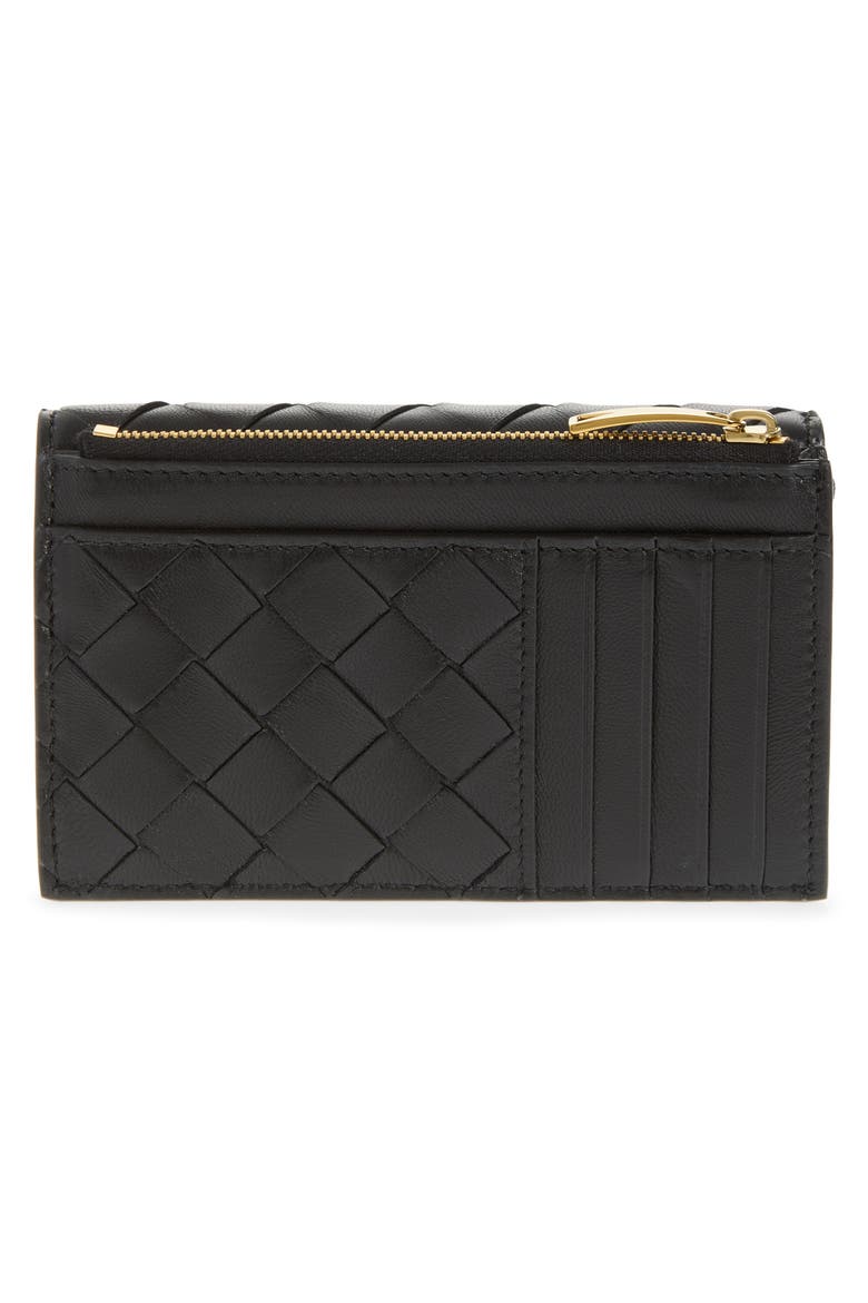 Andiamo Slip Intrecciato Leather Zip Card Case, Alternate, color, 1019 BLACK-M BRASS