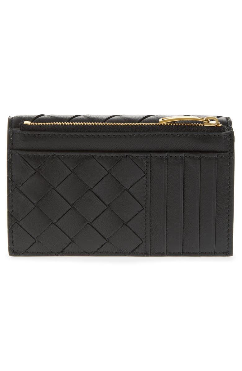 Bottega Veneta Andiamo Slip Intrecciato Leather Zip Card Case, Alternate, color, 1019 Black-M Brass