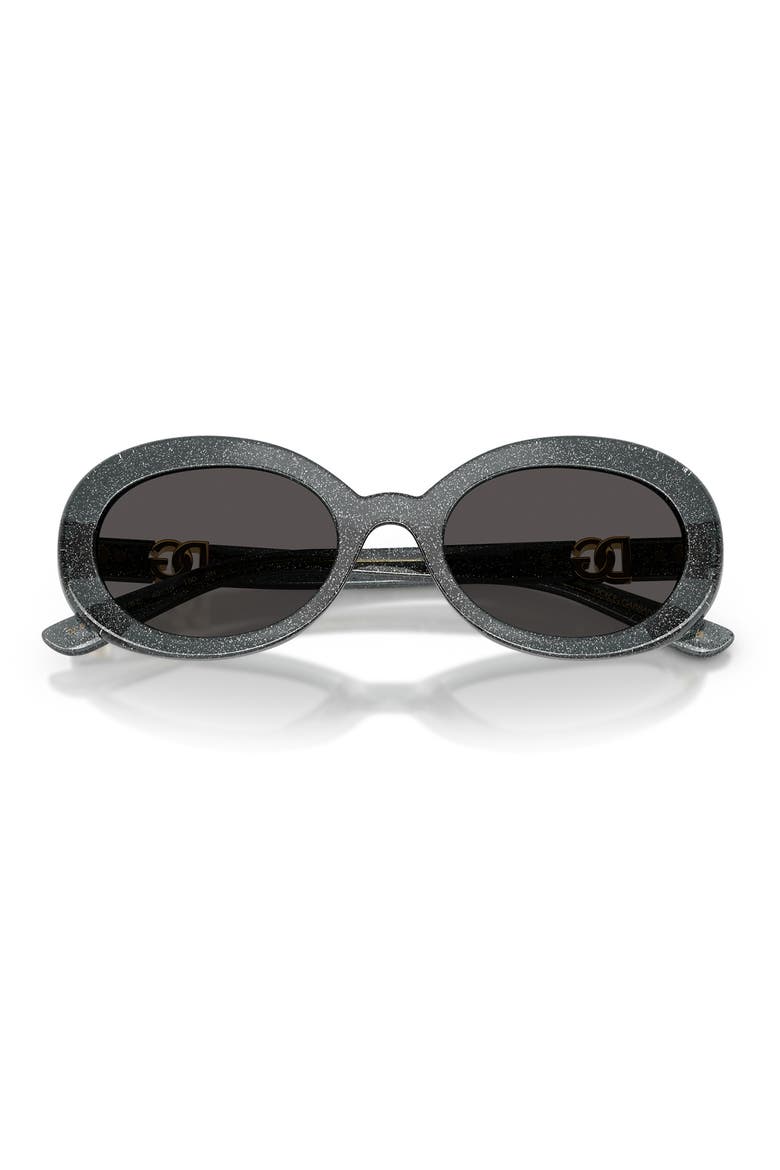 49mm Oval Sunglasses, Alternate, color, GLITTER BLACK / DARK GREY