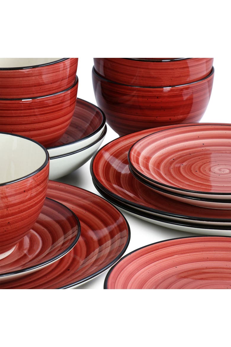 Gia 24 Piece Round Stoneware Dinnerware Set, Alternate, color, White