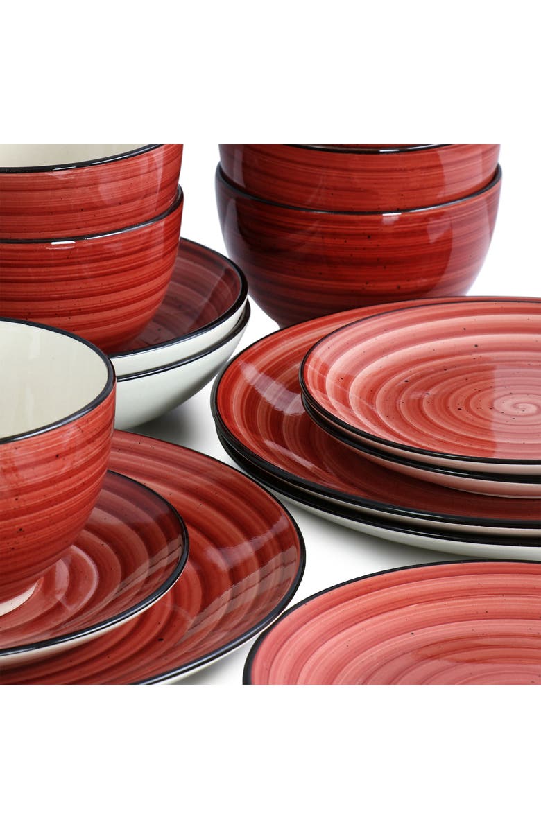 Elama Gia 24 Piece Round Stoneware Dinnerware Set, Alternate, color, White