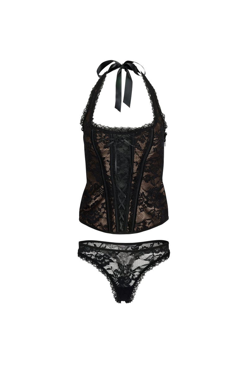 Adore Me Haisley Halter Corset & Thong Set, Alternate, color, 