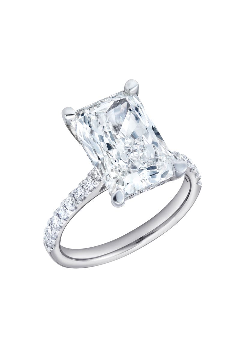 Maia 14K Gold Radiant Cut Lab Grown Diamond Hidden Halo Engagement Ring - 5.4 Ct, Alternate, color, 14K White Gold