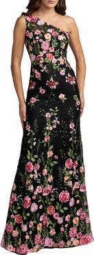Mac Duggal One Shoulder Lace Embroidered Gown