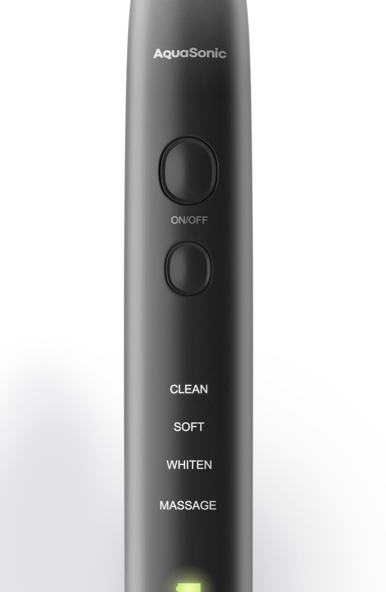 AQUASONIC Black Series Ultra Sonic Whitening ToothBrush with 8 DuPont Brush Heads & Travel Case, Alternate, color, Black