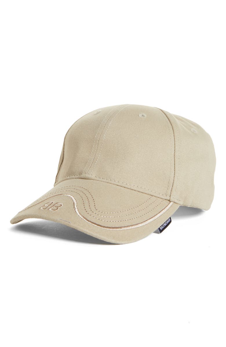 Balenciaga BB Logo Wave Stitch Baseball Cap, Main, color,