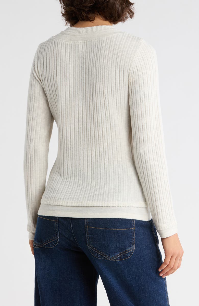Democracy Long Sleeve Twofer Rib Knit Top, Alternate, color, Heather Cream