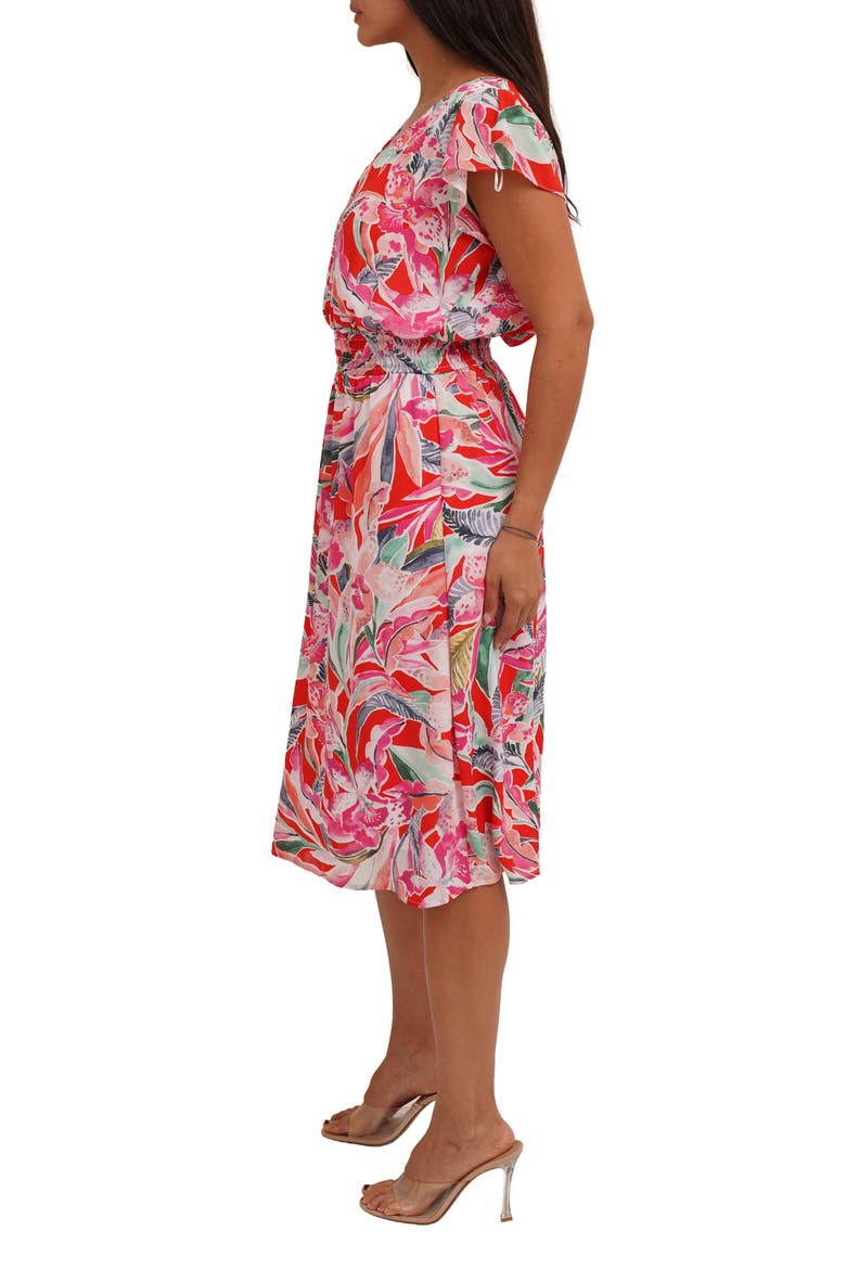 Flutter Sleeve Midi Dress, Alternate, color, MAGDALENA