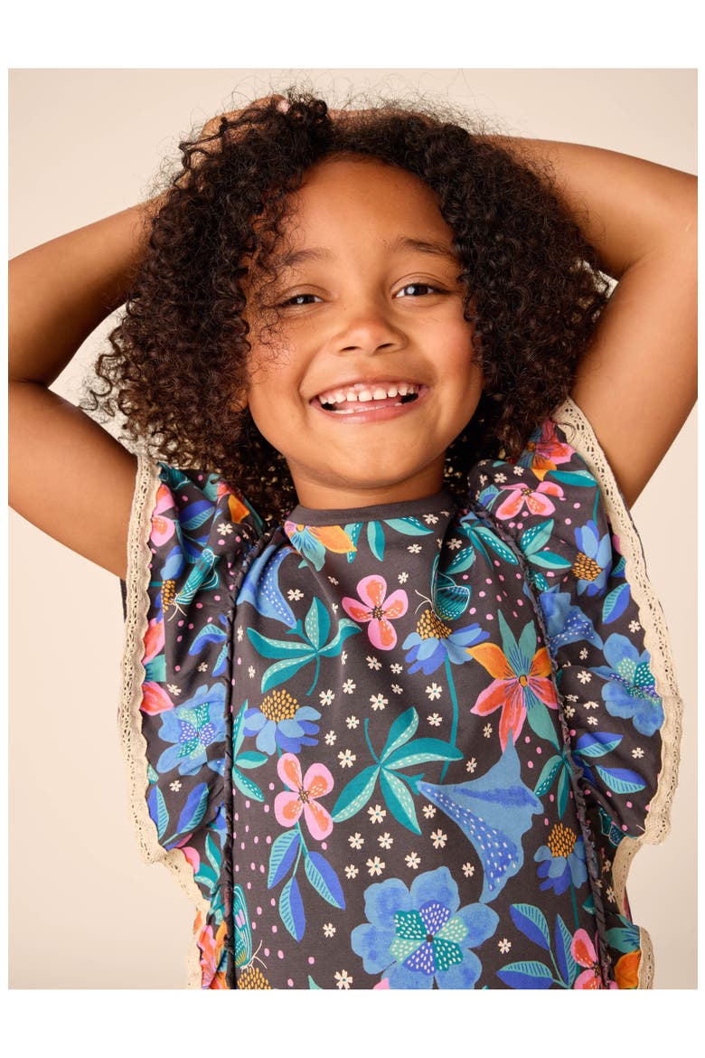 Crochet Trim Ruffle Dress, Alternate, color, Brazilian Painted Floral